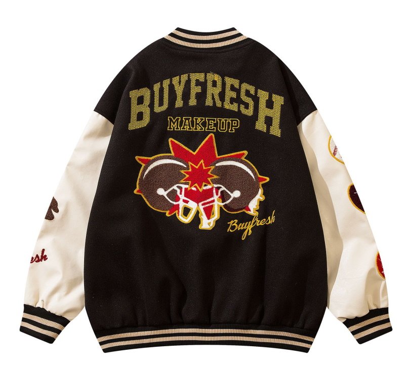 画像5: hip-hop oversize 89 bomb baseball uniform jacket blouson ユニセッ クス男女兼用89カラフルエンブレム刺繍ベースボールカレッジジャケットスタジアムジャンパー スタジャン ジャケットブルゾン (5)