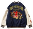 画像4: hip-hop oversize 89 bomb baseball uniform jacket blouson　ユニセッ クス男女兼用89カラフルエンブレム刺繍ベースボールカレッジジャケットスタジアムジャンパー スタジャン ジャケットブルゾン (4)