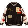 画像2: hip-hop oversize 89 bomb baseball uniform jacket blouson　ユニセッ クス男女兼用89カラフルエンブレム刺繍ベースボールカレッジジャケットスタジアムジャンパー スタジャン ジャケットブルゾン (2)