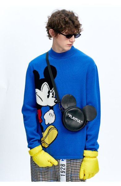 画像1: Unisex Mens Mickey cartoon sweater Pullover ユニセックス メンズ 男女兼用ミッキー ミッキーマウス 編み込みセーター (1)