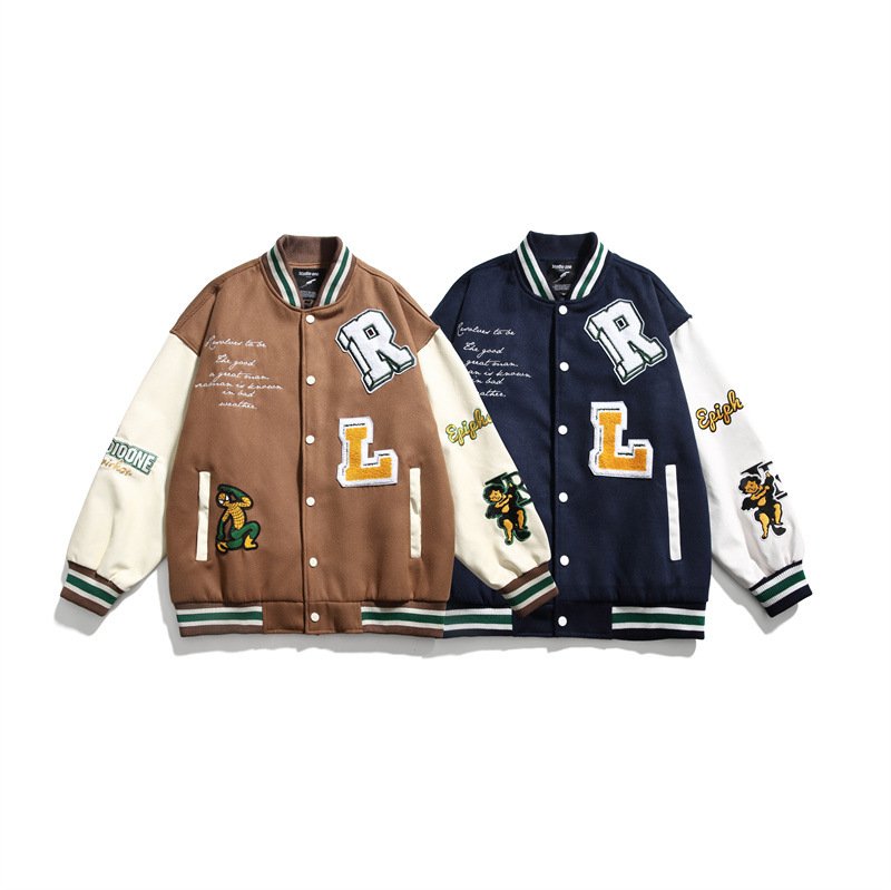 画像5: green spiderman embroidery baseball uniform jacket blouson ユニセッ クス男女兼用グリーンスパイダーマン刺繍ベースボールカレッジジャケットスタジアムジャンパー スタジャン ジャケットブルゾン (5)