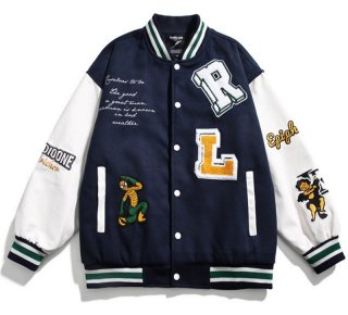 color-block MLB NYE embroidery baseball uniform jacket blouson 