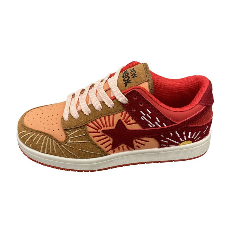 画像4: Contrasting color meteor niche color LACE-UP LEATHER  SNEAKERS  shoes  ユニセックス男女兼用流星カラースケートボードレースアップスニーカー カジュアル シューズ (4)
