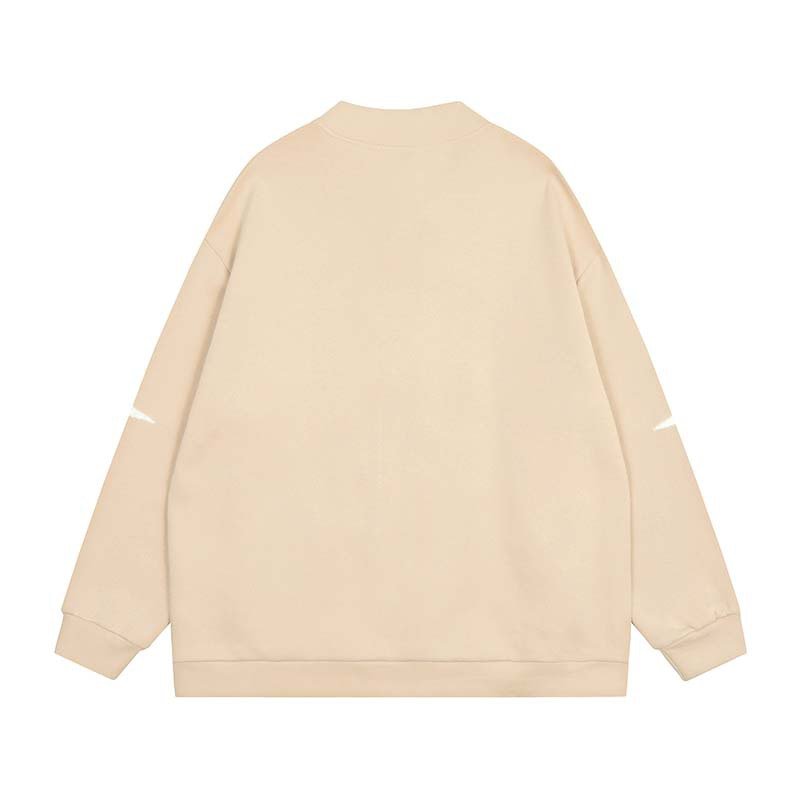 画像4: star zip up embroidery baseball uniform jacket blouson ユニセッ クス男女兼用スター刺繍ジップアップベースボールカレッジジャケットスタジアムジャンパー スタジャン ジャケットブルゾン (4)