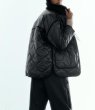 画像3: black stand collar quilted half coat Jacket　ブラックキルティングスタンドカラーハーフコート ジャケット (3)