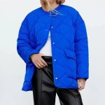 画像3: quilted collarless  jacket halfCoat 　キルティングVネックノーカラーハーフコート ジャケット (3)