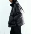 画像2: black stand collar quilted half coat Jacket　ブラックキルティングスタンドカラーハーフコート ジャケット (2)