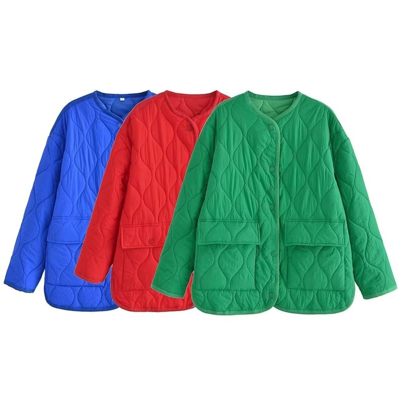 画像10: quilted collarless  jacket halfCoat 　キルティングVネックノーカラーハーフコート ジャケット (10)