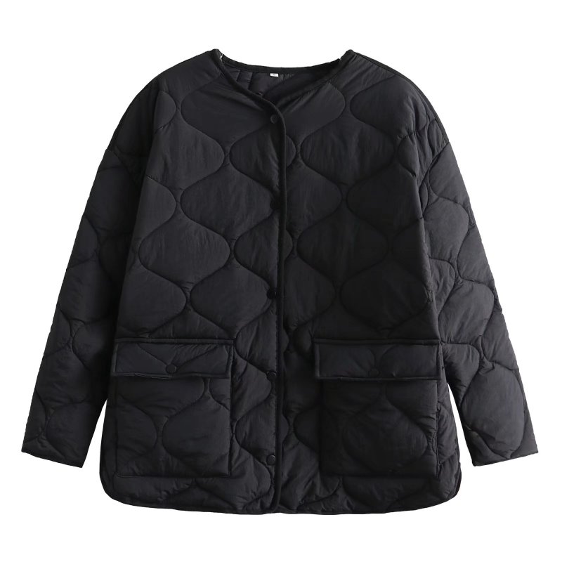 画像4: quilted collarless  jacket halfCoat 　キルティングVネックノーカラーハーフコート ジャケット (4)