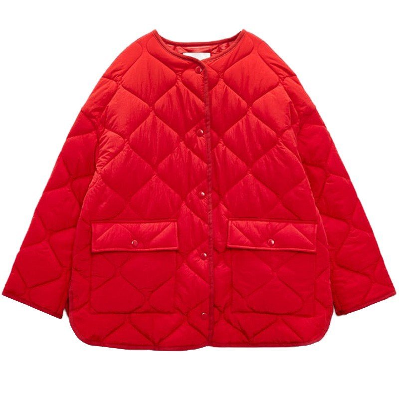 画像5: quilted collarless  jacket halfCoat 　キルティングVネックノーカラーハーフコート ジャケット (5)