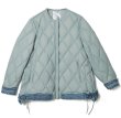 画像1: Denim stitching light down jacket half coat Jacket　デニムステッチライトダウンキルティングハーフコート ジャケット (1)
