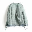画像4: Denim stitching light down jacket half coat Jacket　デニムステッチライトダウンキルティングハーフコート ジャケット (4)