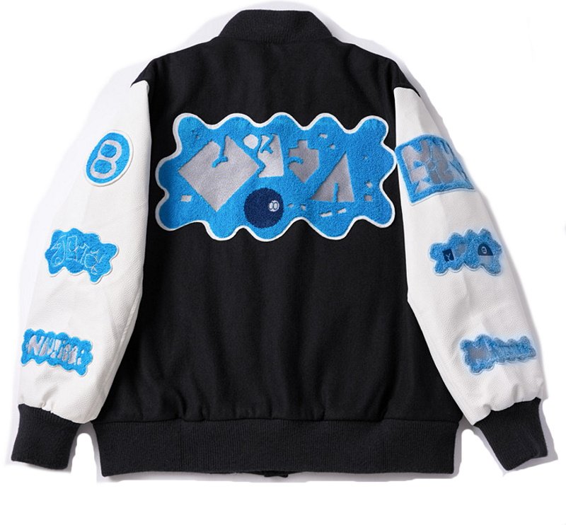 画像2: artist joint embroidery baseball uniform jacket blouson ユニセッ クス男女兼用ジョイント刺繍ベースボールカレッジジャケットスタジアムジャンパー スタジャン ジャケットブルゾン (2)