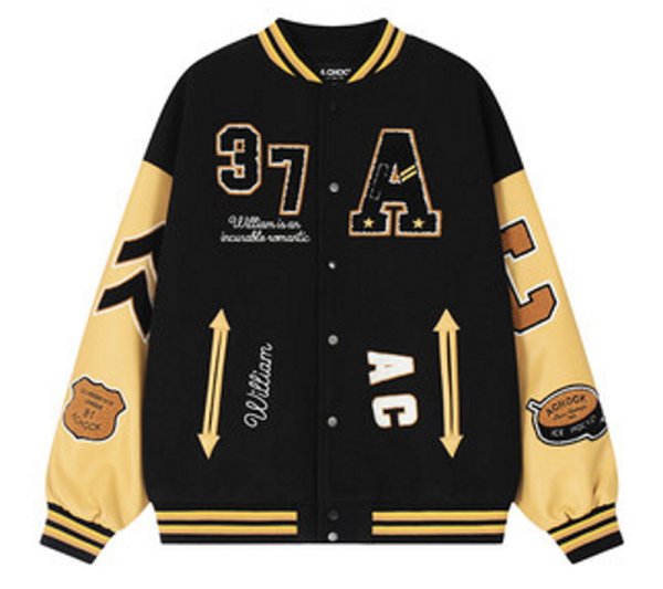 画像1: American street hockey stitching towel embroidered flocking jacket baseball uniform jacket blouson　ユニセッ クス男女兼用ストリート ホッケースタジアムジャンパー スタジャン ジャケットブルゾン (1)