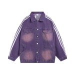 画像2: 3 line denim G jacket baseball uniform jacket blouson　ユニセッ クス男女兼用3本ラインデニムGジャンジャケットスタジアムジャンパー スタジャン ジャケットブルゾン (2)