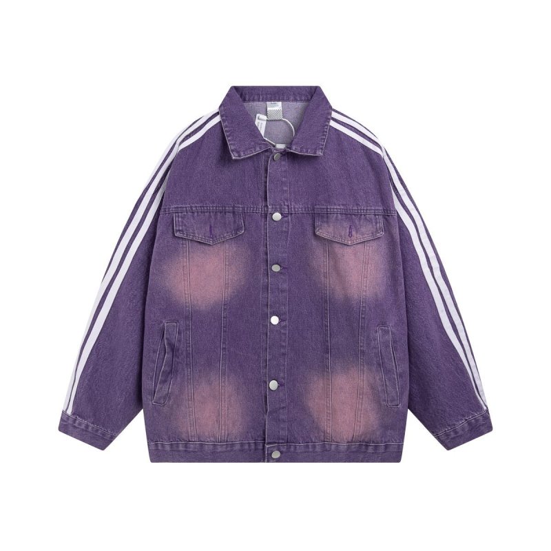 画像2: 3 line denim G jacket baseball uniform jacket blouson ユニセッ クス男女兼用3本ラインデニムGジャンジャケットスタジアムジャンパー スタジャン ジャケットブルゾン (2)