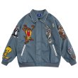 画像1: Bugs Bunny & Looney Tunes Friends Zip-up Jacket baseball uniform jacket blouson ユニセックス男女兼用 バックスバニー ＆ ルーニーテューンズ 仲間 刺繍 スタジャン ジャケットブルゾン (1)