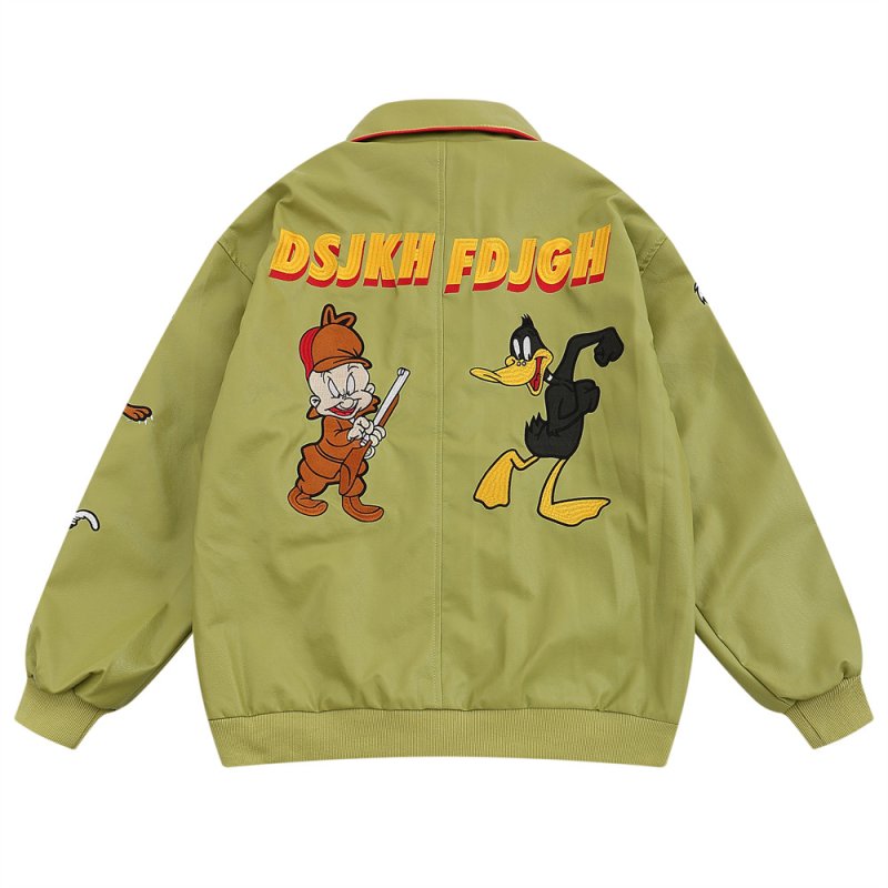 画像4: Bugs Bunny & Looney Tunes Friends Zip-up Jacket baseball uniform jacket blouson ユニセックス男女兼用 バックスバニー & ルーニーテューンズ 仲間 刺繍 スタジャン ジャケットブルゾン (4)