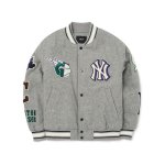 画像1: 22 Men's MLB NY woolen baseball uniform jacket blouson black　ユニセックス　男女兼用スタジアムジャンパー ジャケットブルゾン (1)