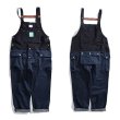 画像2: Unisex Color-blocking overalls denim jumpsuit Pants  ユニセックス 男女兼用 カラーブロッキング オーバーオール デニムジャンプスーツパンツ (2)