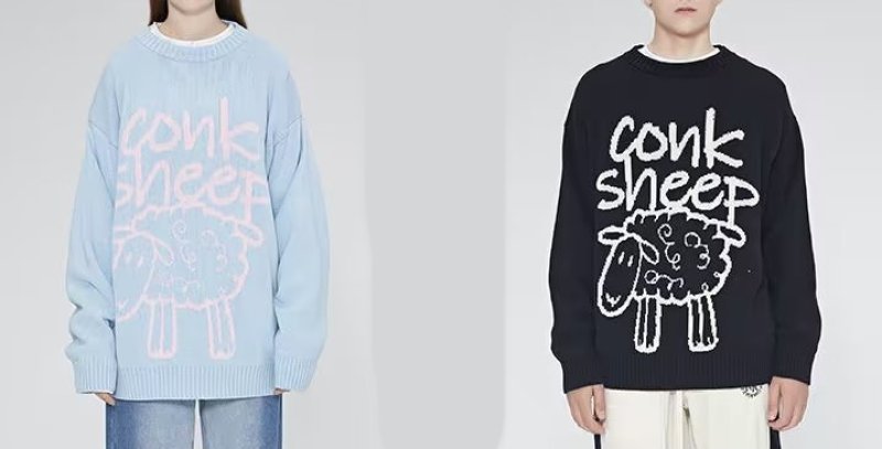 画像9: sheep print sweater　 男女兼用 ユニセックス羊シーププリントセーター プルオーバニット (9)