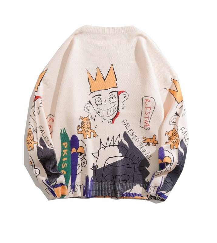 画像4: hip hop graffiti sweater　 男女兼用 ユニセックスヒップホップ落書きセーター プルオーバニット (4)