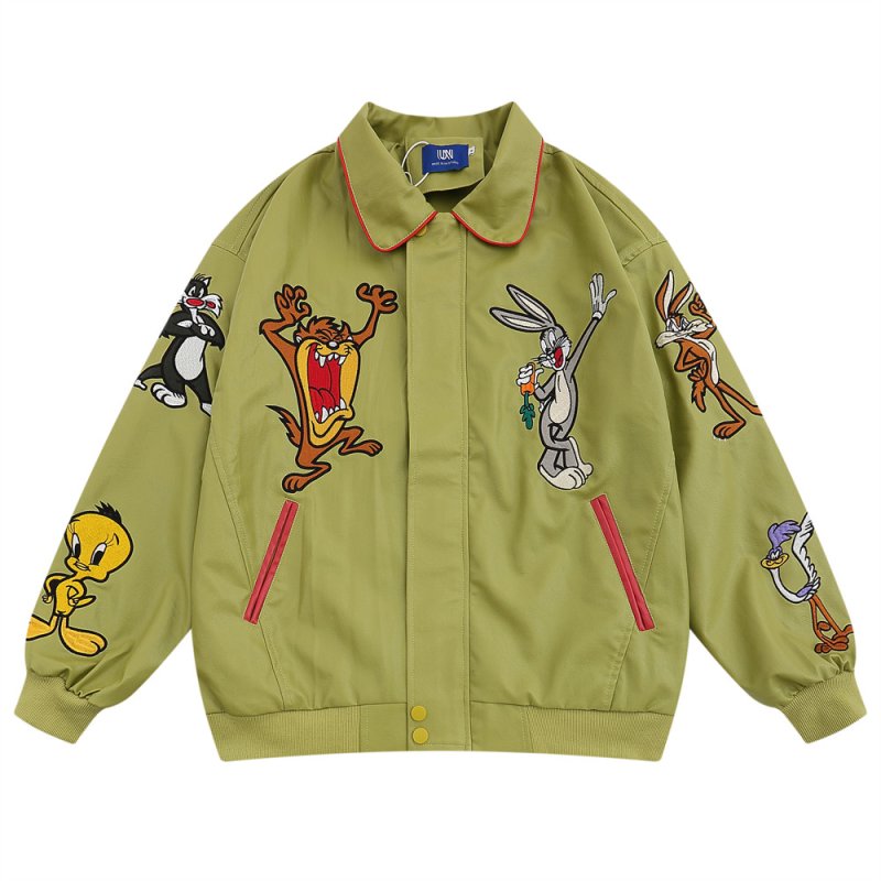 画像3: Bugs Bunny & Looney Tunes Friends Zip-up Jacket baseball uniform jacket blouson ユニセックス男女兼用 バックスバニー & ルーニーテューンズ 仲間 刺繍 スタジャン ジャケットブルゾン (3)