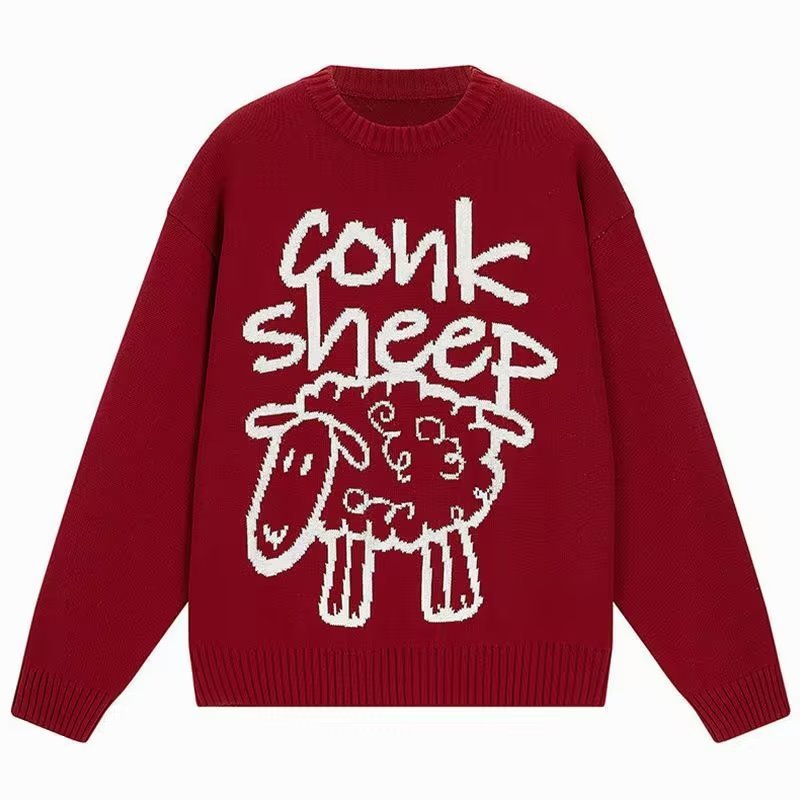 画像3: sheep print sweater　 男女兼用 ユニセックス羊シーププリントセーター プルオーバニット (3)