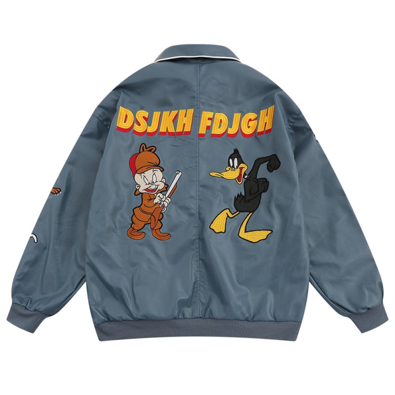 画像2: Bugs Bunny & Looney Tunes Friends Zip-up Jacket baseball uniform jacket blouson ユニセックス男女兼用 バックスバニー & ルーニーテューンズ 仲間 刺繍 スタジャン ジャケットブルゾン (2)