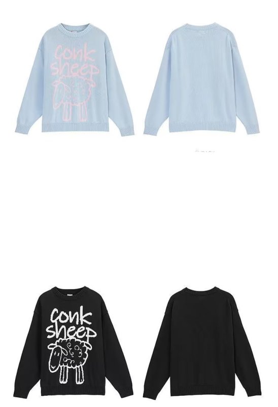 画像10: sheep print sweater　 男女兼用 ユニセックス羊シーププリントセーター プルオーバニット (10)