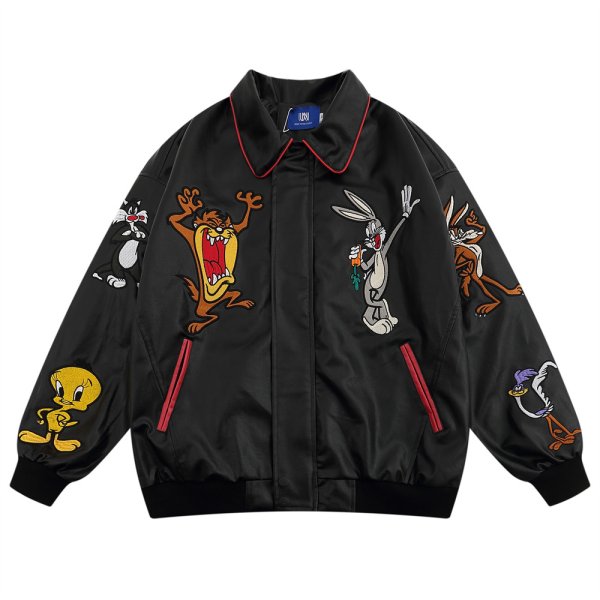 画像7: Bugs Bunny & Looney Tunes Friends Zip-up Jacket baseball uniform jacket blouson ユニセックス男女兼用 バックスバニー ＆ ルーニーテューンズ 仲間 刺繍 スタジャン ジャケットブルゾン (7)