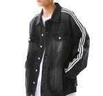 画像10: 3 line denim G jacket baseball uniform jacket blouson　ユニセッ クス男女兼用3本ラインデニムGジャンジャケットスタジアムジャンパー スタジャン ジャケットブルゾン (10)