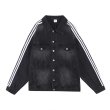 画像13: 3 line denim G jacket baseball uniform jacket blouson　ユニセッ クス男女兼用3本ラインデニムGジャンジャケットスタジアムジャンパー スタジャン ジャケットブルゾン (13)