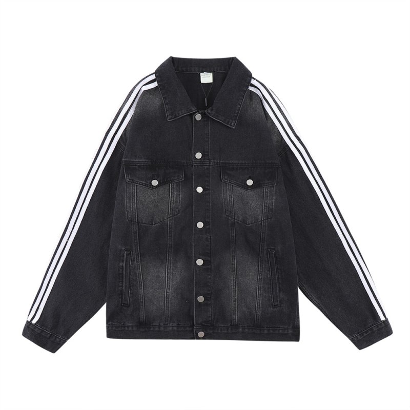 画像13: 3 line denim G jacket baseball uniform jacket blouson ユニセッ クス男女兼用3本ラインデニムGジャンジャケットスタジアムジャンパー スタジャン ジャケットブルゾン (13)
