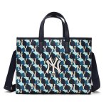 画像3: MLB  men and women retro geometric old flower tote bag shoulder bag hand bag　MLB NY幾何学模様モノグラムトートショルダーバッグ (3)