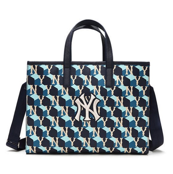 画像3: MLB  men and women retro geometric old flower tote bag shoulder bag hand bag　MLB NY幾何学模様モノグラムトートショルダーバッグ (3)