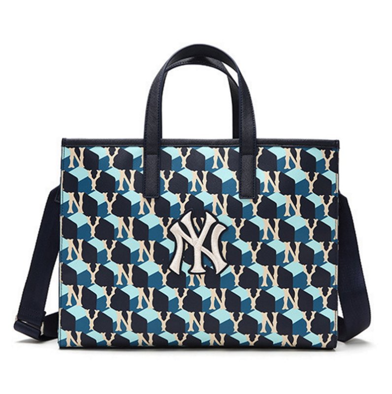 画像3: MLB  men and women retro geometric old flower tote bag shoulder bag hand bag　MLB NY幾何学模様モノグラムトートショルダーバッグ (3)