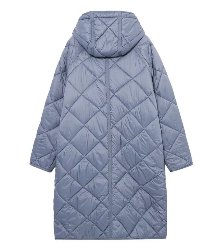 画像3: quilted hood long down coat Jacket　キルティングダウンフードロングコート ジャケット (3)