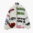 画像2: hip hop graphic zip up fleece jacket blouson  ユニセックス 男女兼用ヒップホップグラフィックジップアップフリース ジャケットブルゾンスタジアムジャンパー ジャケット  スタジャン (2)