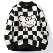 画像5: kaws bear x checkered damier sweater　 男女兼用 ユニセックスカウズベア×ダミエチェックセーター プルオーバニット (5)