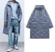 画像1: quilted hood long down coat Jacket　キルティングダウンフードロングコート ジャケット (1)