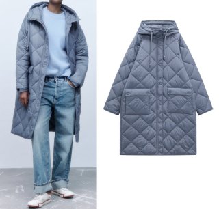 Quilted down bi-color amy stitch jacket coat blouson