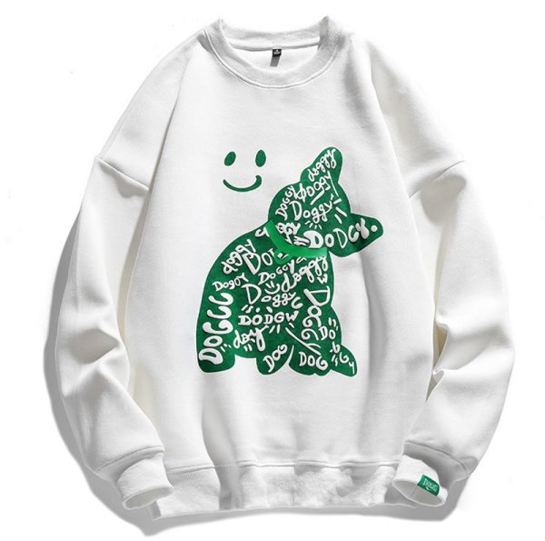 画像1: Smile & dog print pullover Long sleeve  Trainer  男女兼用 ユニセックス スマイル＆ドッグプリントプルオーバトレーナー (1)