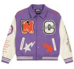 画像1: NCXK logo embroidery baseball uniform jacket blouson　ユニセッ クス男女兼用NCXK＆アルファベットロゴ刺繍ジャケットスタジアムジャンパー スタジャン ジャケットブルゾン (1)
