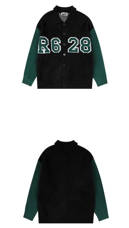 画像4: By color R628 loose sweater cardigan ユニセックス 男女兼用 バイカラーR628ロゴカーディガンセーターニット (4)