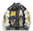 画像3: flying black angel embroidery baseball uniform jacket blouson　ユニセッ クス男女兼用ブラックエンジェル刺繍レザージャケットスタジアムジャンパー スタジャン ジャケットブルゾン (3)