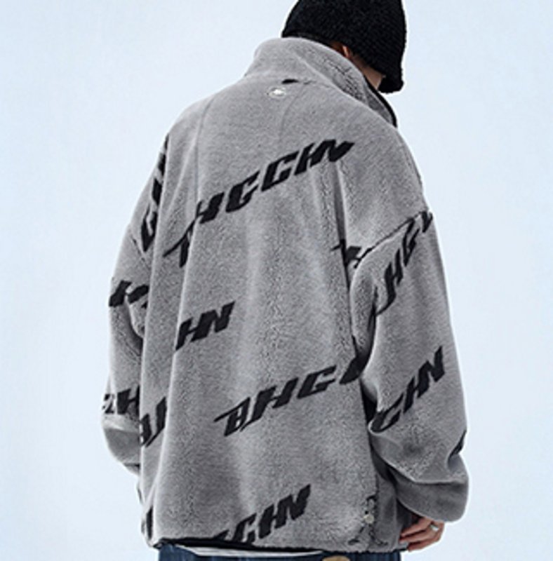 画像9: logo illustration zip up fleece jacket blouson  ユニセックス 男女兼用ロゴスタンドカラージップアップフリース ジャケットブルゾンスタジアムジャンパー ジャケット  スタジャン (9)