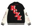 画像4: NCXK logo embroidery baseball uniform jacket blouson　ユニセッ クス男女兼用NCXK＆アルファベットロゴ刺繍ジャケットスタジアムジャンパー スタジャン ジャケットブルゾン (4)