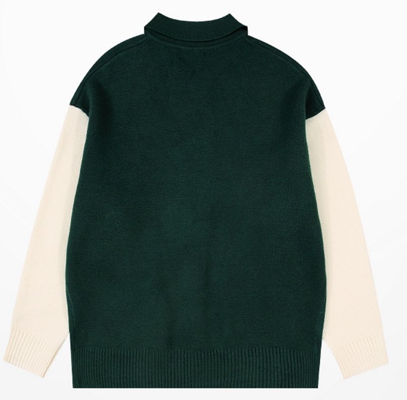 画像5: By color R628 loose sweater cardigan ユニセックス 男女兼用 バイカラーR628ロゴカーディガンセーターニット (5)