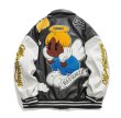 画像5: flying black angel embroidery baseball uniform jacket blouson　ユニセッ クス男女兼用ブラックエンジェル刺繍レザージャケットスタジアムジャンパー スタジャン ジャケットブルゾン (5)